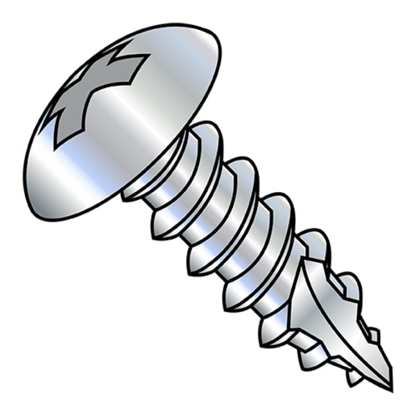 Self-Drilling Screw, #14-10 x 3 in, Zinc Plated Steel Truss Head Phillips Drive, 600 PK
