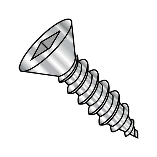 Self-Drilling Screw, #6-18 x 3/4 in, Plain 18-8 Stainless Steel Flat Head Square Drive, 5000 PK