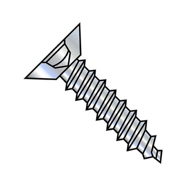 Sheet Metal Screw, #8-15 x 1/2 in, Zinc Plated Steel Flat Head Square Drive, 10000 PK