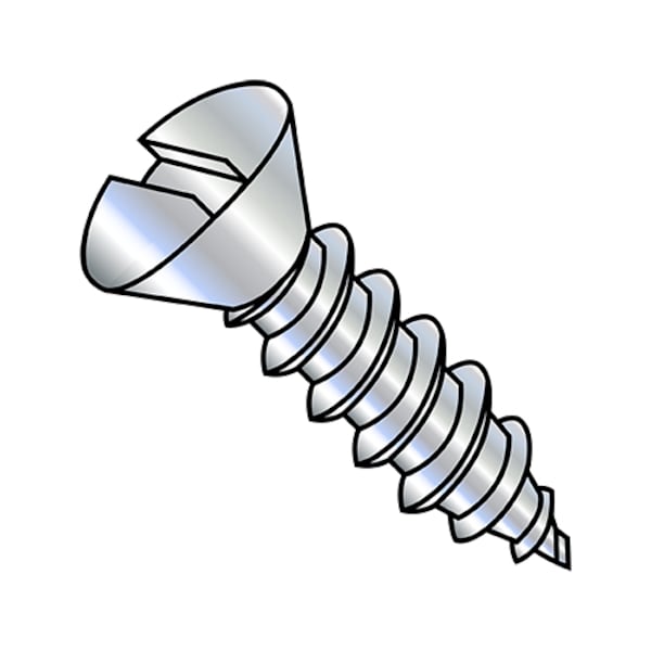 Self-Drilling Screw, #8-15 x 1 in, Zinc Plated Steel Oval Head Slotted Drive, 8000 PK