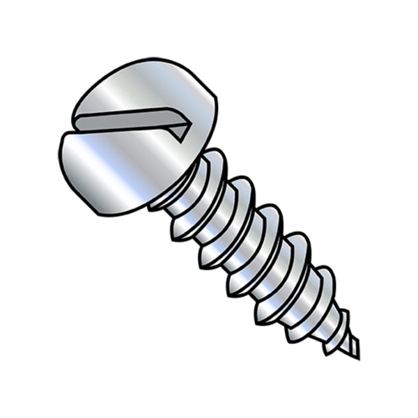 Self-Drilling Screw, #12-11 x 2-1/2 in, Zinc Plated Steel Pan Head Slotted Drive, 1000 PK