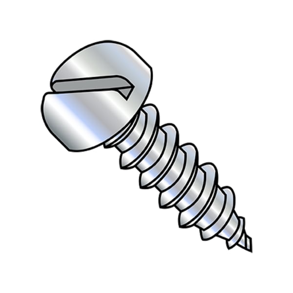 Self-Drilling Screw, #10-12 x 1 in, Zinc Plated Steel Pan Head Slotted Drive, 5000 PK