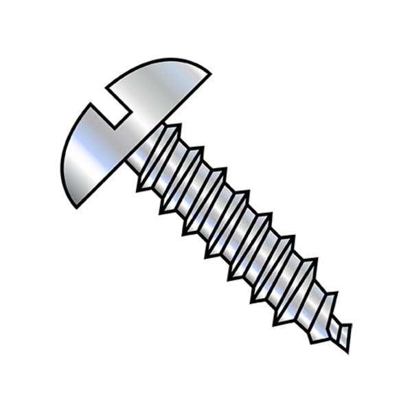 Self-Drilling Screw, #10-12 x 1/2 in, Zinc Plated Steel Round Head Slotted Drive, 8000 PK