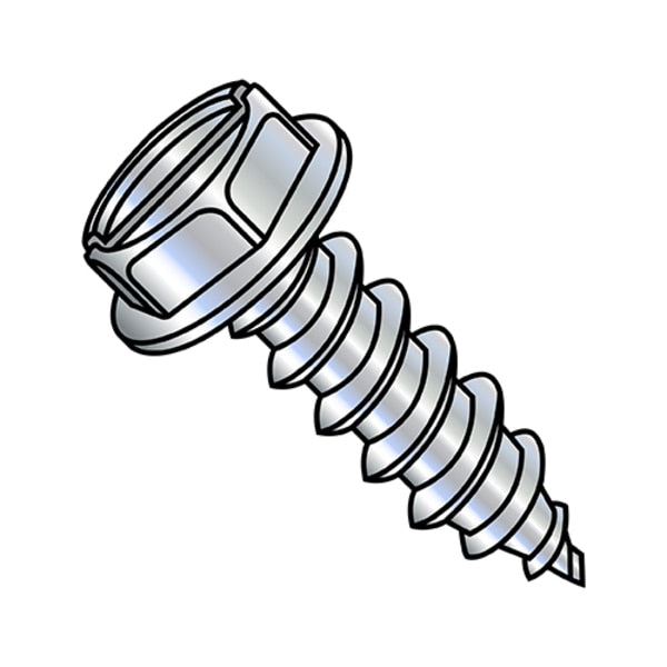 Self-Drilling Screw, #14-10 x 1-3/4 in, Zinc Plated Steel Hex Head Slotted Drive, 1250 PK