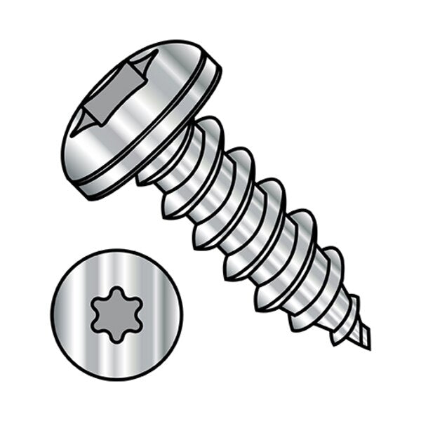 Self-Drilling Screw, #8-15 x 1 in, Plain 18-8 Stainless Steel Pan Head Torx Drive, 4000 PK