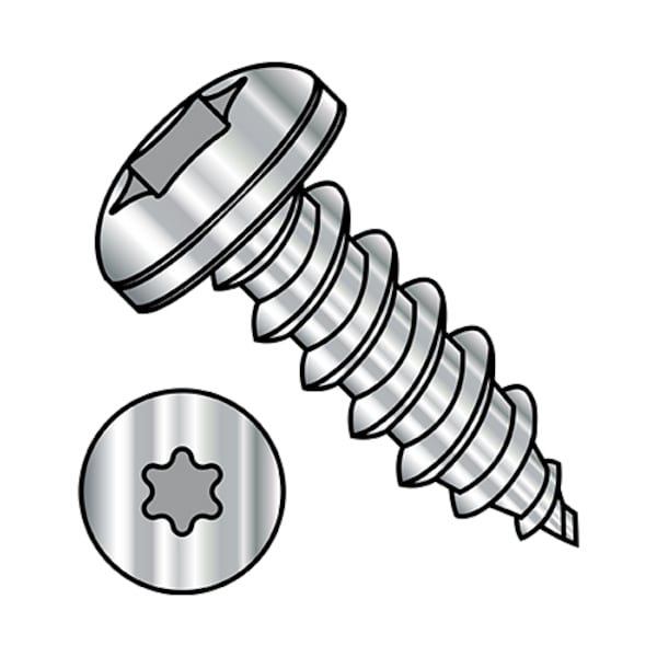 Self-Drilling Screw, #10-12 x 1-1/2 in, Plain 18-8 Stainless Steel Pan Head Torx Drive, 2000 PK