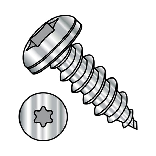 Self-Drilling Screw, #10-12 x 1 in, Plain 18-8 Stainless Steel Pan Head Torx Drive, 2000 PK
