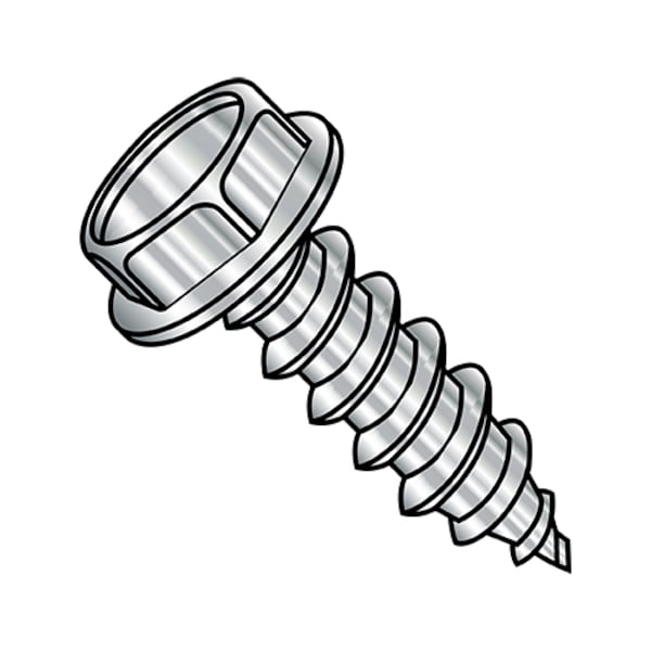 Self-Drilling Screw, #14-10 x 5/8 in, Plain 18-8 Stainless Steel Hex Head Hex Drive, 1500 PK