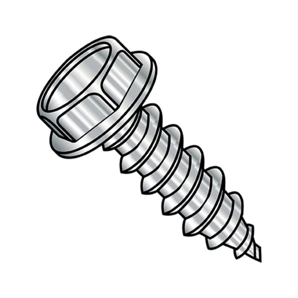 Self-Drilling Screw, #8-15 x 3/4 in, Plain 18-8 Stainless Steel Hex Head Hex Drive, 4000 PK