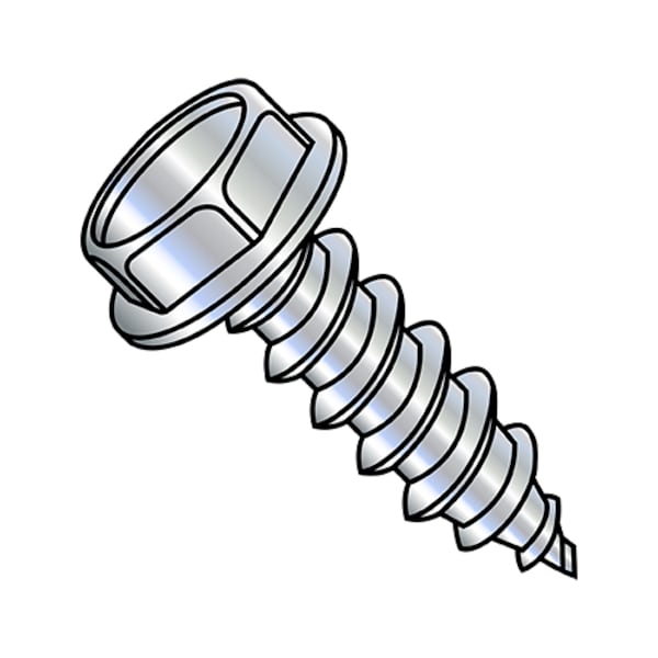 Self-Drilling Screw, #14-10 x 3/4 in, Zinc Plated Steel Hex Head Hex Drive, 3000 PK