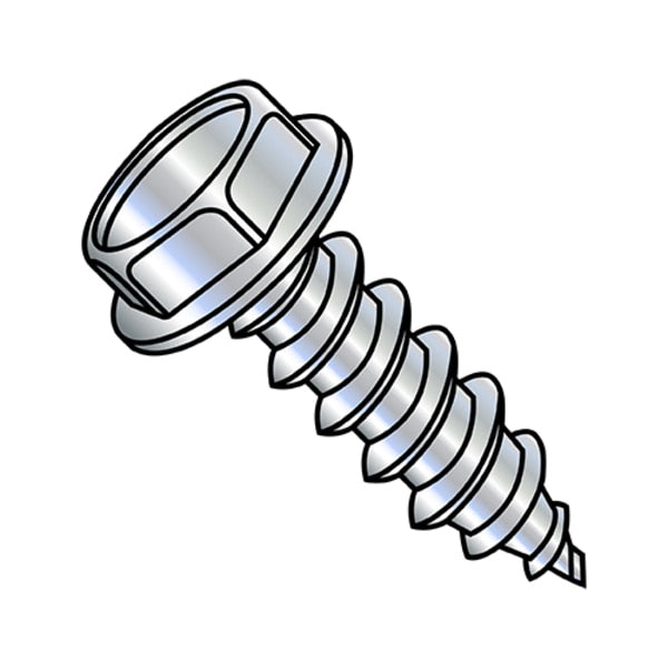 Self-Drilling Screw, #10-12 x 3/4 in, Zinc Plated Steel Hex Head Hex Drive, 6000 PK