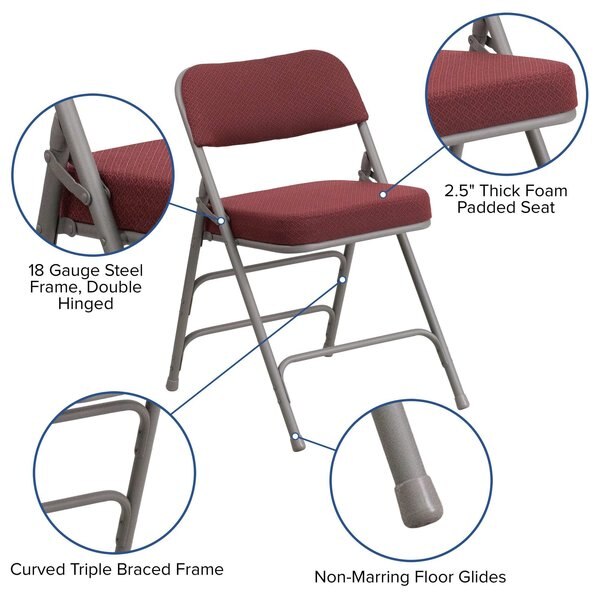 Burgundy Fabric Folding Chair