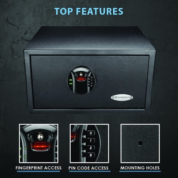 Security Safe, 0.99 cu ft, 25 lb, Biometric Keypad Lock