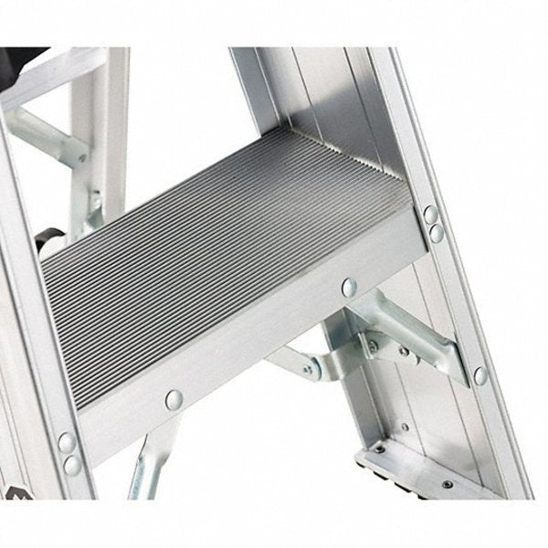 2 Steps, Aluminum Step Stand, 375 lb. Load Capacity, Silver, Standards: ANSI