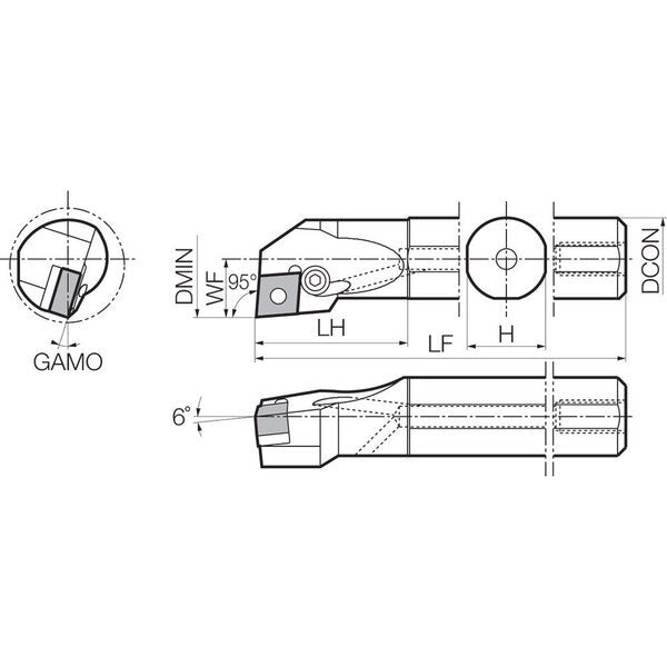 Boring Bar, Negative Rake, Right-Hand