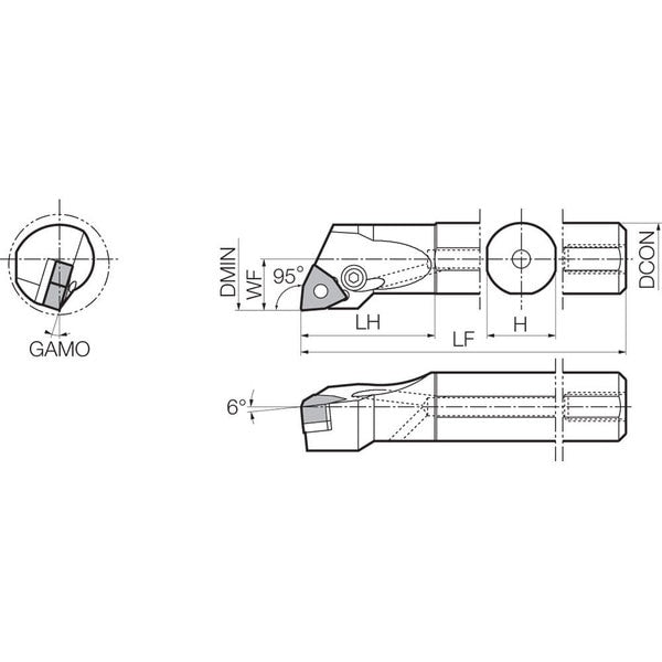 Boring Bar, Negative Rake, Right-Hand