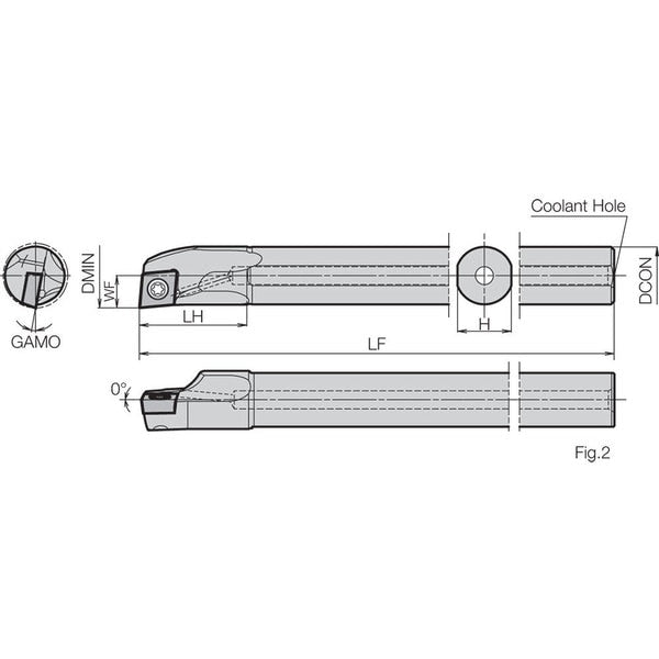 Boring Bar, Positive Rake, Right-Hand