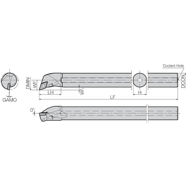 Boring Bar, Positive Rake, Leftt-Hand
