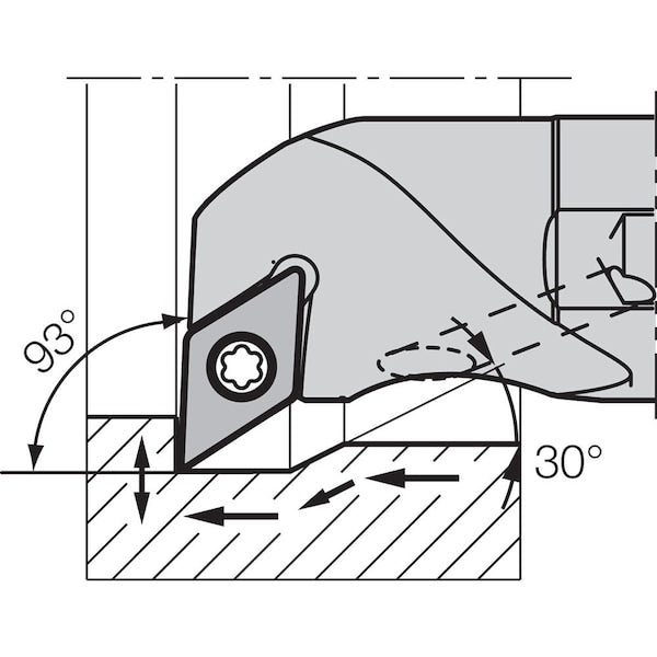 Boring Bar, Positive Rake, Right-Hand