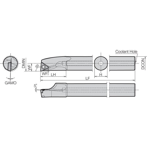 Boring Bar, Left Hand, 14mm dia, PK10