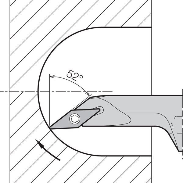 Boring Bar, Positive Rake, Right-Hand