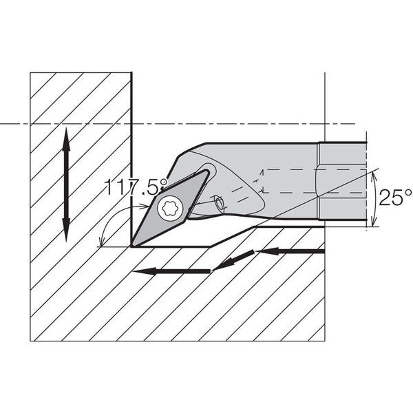 Boring Bar, Positive Rake, Leftt-Hand