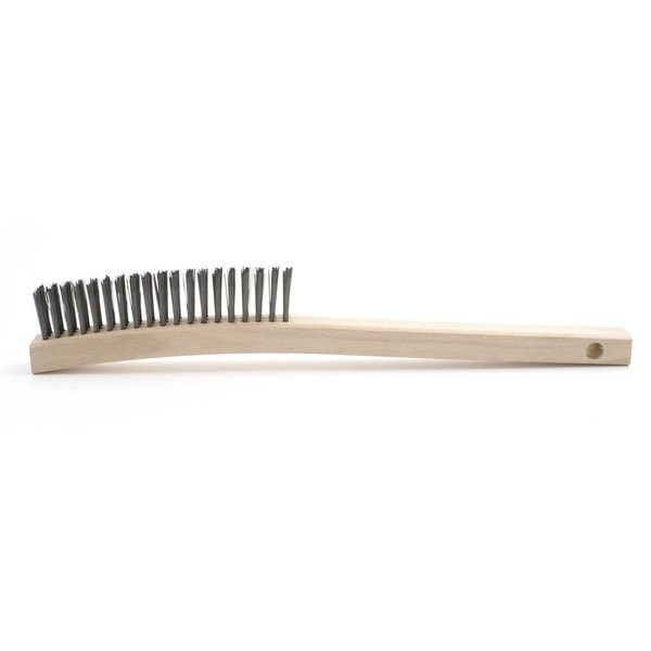 B40 Curved Handle Scratch Brush, Carbon Steel, 3X19, 1.125