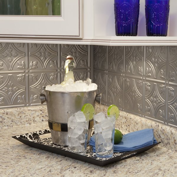 Fasade 18in x 24in Traditional 1 Argent Silver Backsplash Panel 5pk