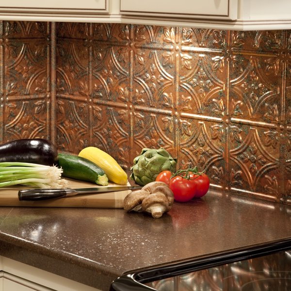 Fasade 18in x 24in Traditional 1 Copper Fantasy Backsplash Panel 5pk