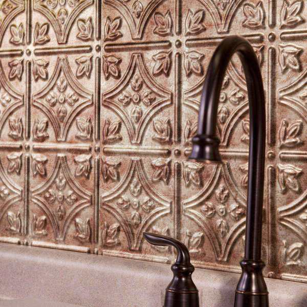 Fasade 18in x 24in Traditional 1 Bermuda Bronze Backsplash Panel 5pk