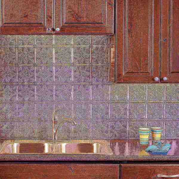Fasade 18in x 24in Traditional 1 Crosshatch Silver Backsplash Panel 5pk