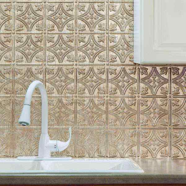 Fasade 18in x 24in Traditional 1 Vintage Metal Backsplash Panel 5pk