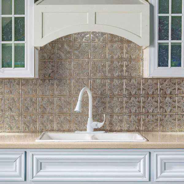 Fasade 18in x 24in Traditional 1 Vintage Metal Backsplash Panel 5pk