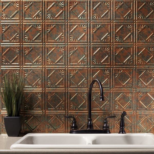 Fasade 18in x 24in Traditional 4 Copper Fantasy Backsplash Panel 5pk
