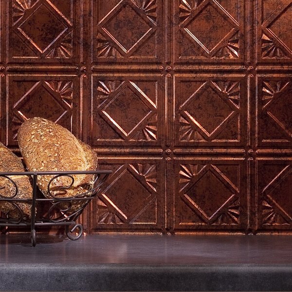 Fasade 18in x 24in Traditional 4 Moonstone Copper Backsplash Panel 5pk