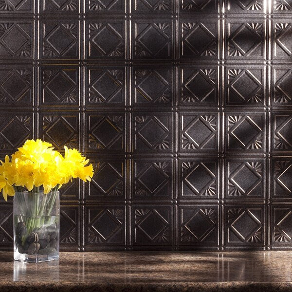 Fasade 18in x 24in Traditional 4 Smoked Pewter Backsplash Panel 5pk
