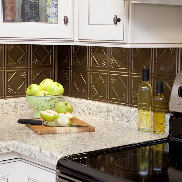 Fasade 18in x 24in Traditional 4 Argent Bronze Backsplash Panel 5pk