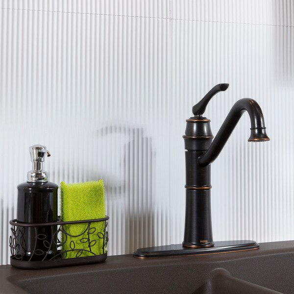 Fasade 18in x 24in Rib Matte White Backsplash Panel 5pk