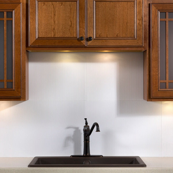Fasade 18in x 24in Rib Matte White Backsplash Panel 5pk