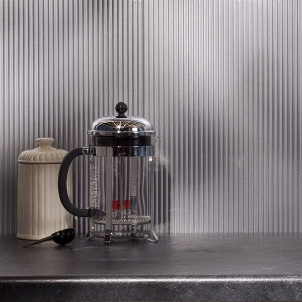 Fasade 18in x 24in Rib Argent Silver Backsplash Panel 5pk