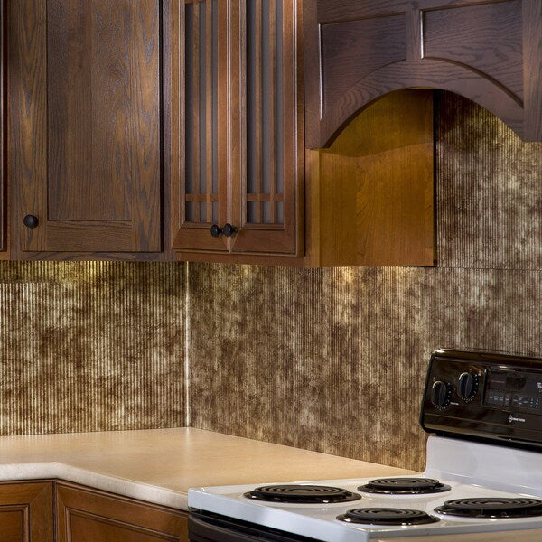 Fasade 18in x 24in Rib Bermuda Bronze Backsplash Panel 5pk