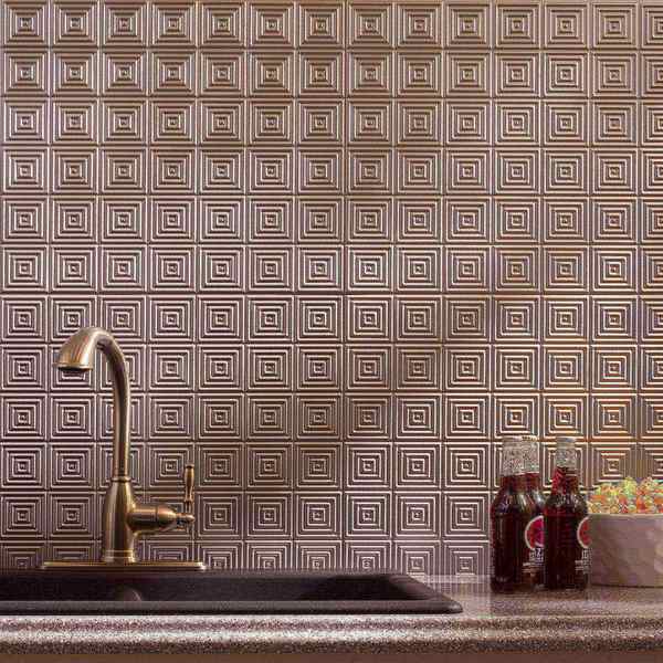 Fasade 18in x 24in Miniquattro Argent Silver Backsplash Panel 5pk