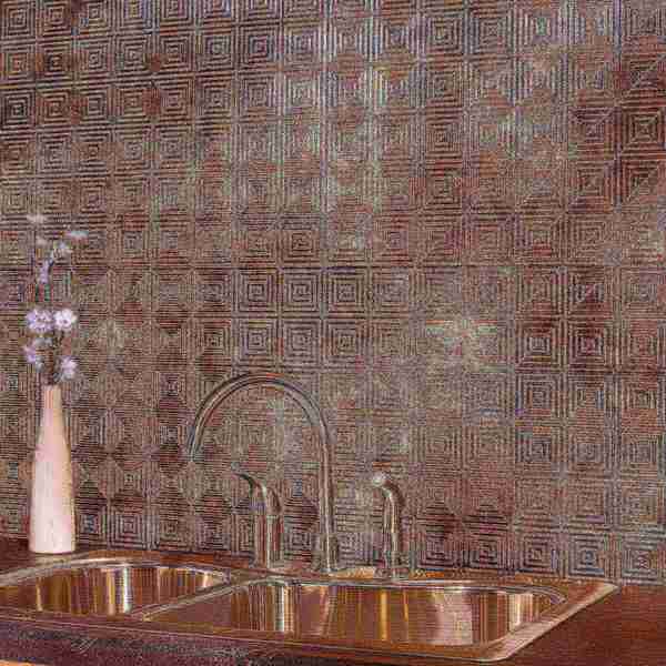 Fasade 18in x 24in Miniquattro Bermuda Bronze Backsplash Panel 5pk