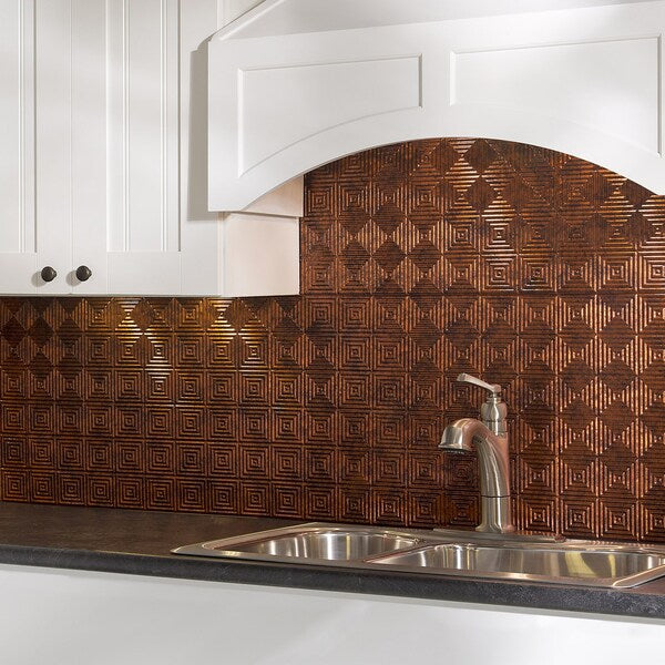 Fasade 18in x 24in Miniquattro Moonstone Copper Backsplash Panel 5pk