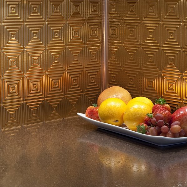 Fasade 18in x 24in Miniquattro Polished Copper Backsplash Panel 5pk