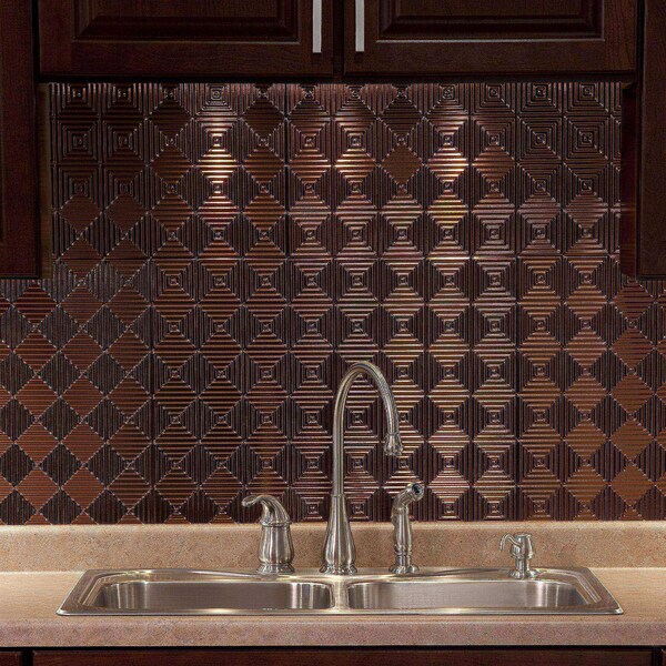 Fasade 18in x 24in Miniquattro Oil Rubbed Bronze Backsplash Panel 5pk