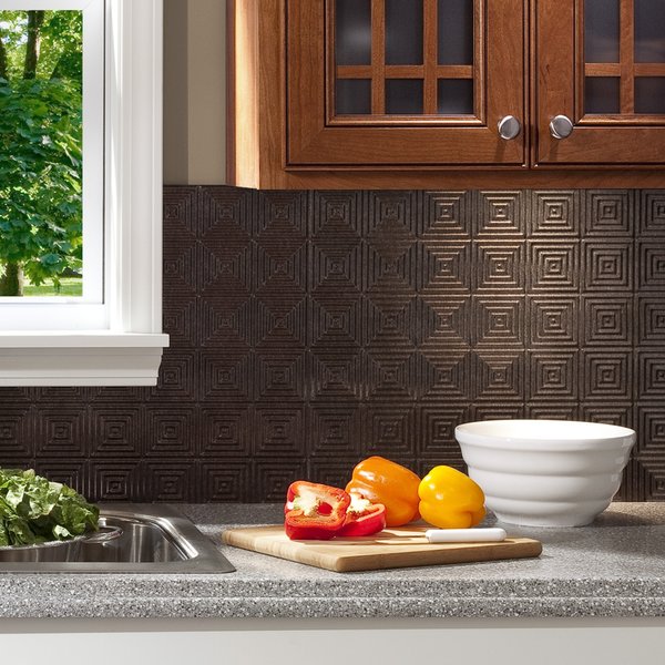Fasade 18in x 24in Miniquattro Smoked Pewter Backsplash Panel 5pk