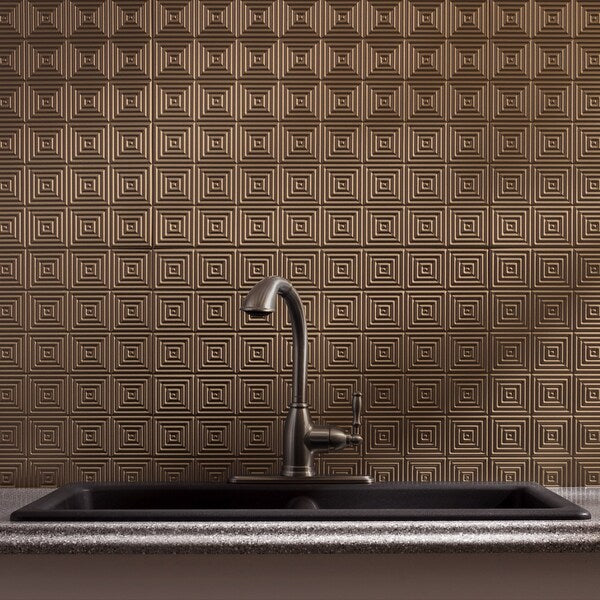 Fasade 18in x 24in Miniquattro Argent Bronze Backsplash Panel 5pk