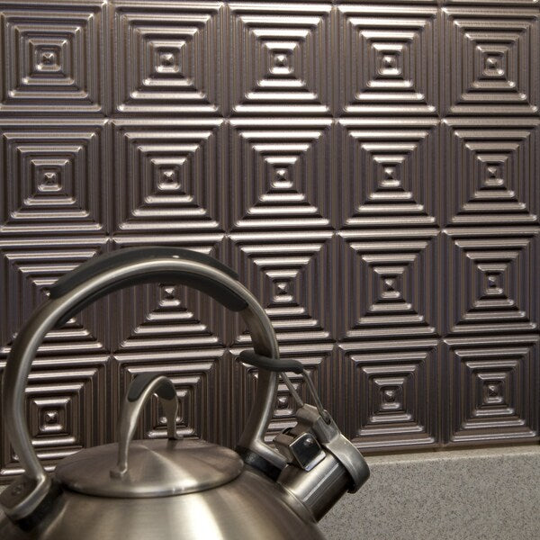 Fasade 18in x 24in Miniquattro Brushed Nickel Backsplash Panel 5pk