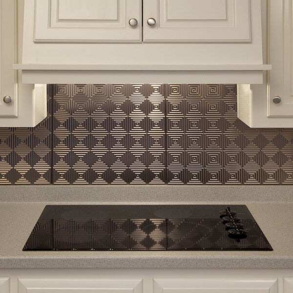 Fasade 18in x 24in Miniquattro Brushed Nickel Backsplash Panel 5pk